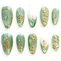 Almond Shaped French Manicure Nails with 3D Designs