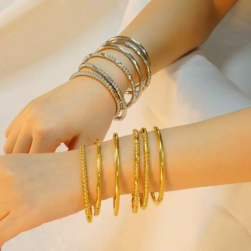 Stainless Steel Beaded Chain Bracelet with Zirconia Star Motif