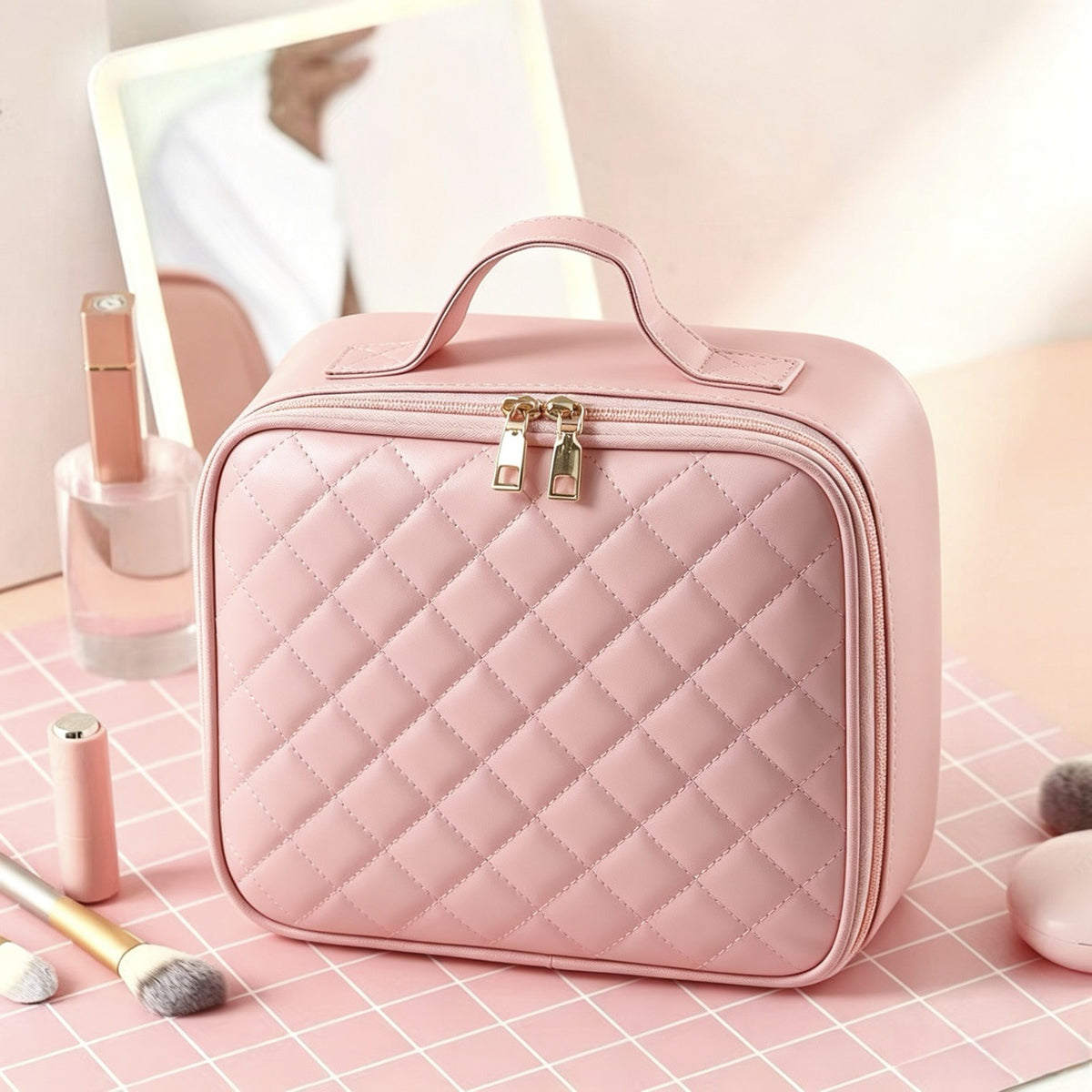 LED Lighted Makeup Bag with Mirror