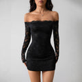 Lace Off-Shoulder Long Sleeve Dress