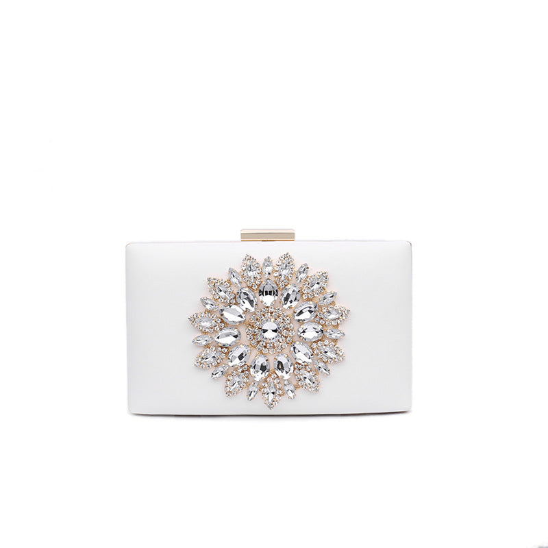 Cross-Border Hot-Selling 2026 Diamond-Encrusted Evening Clutch Bag, Fashionable Dress Evening Wear Banquet Shoulder Crossbody Chain Small Bag