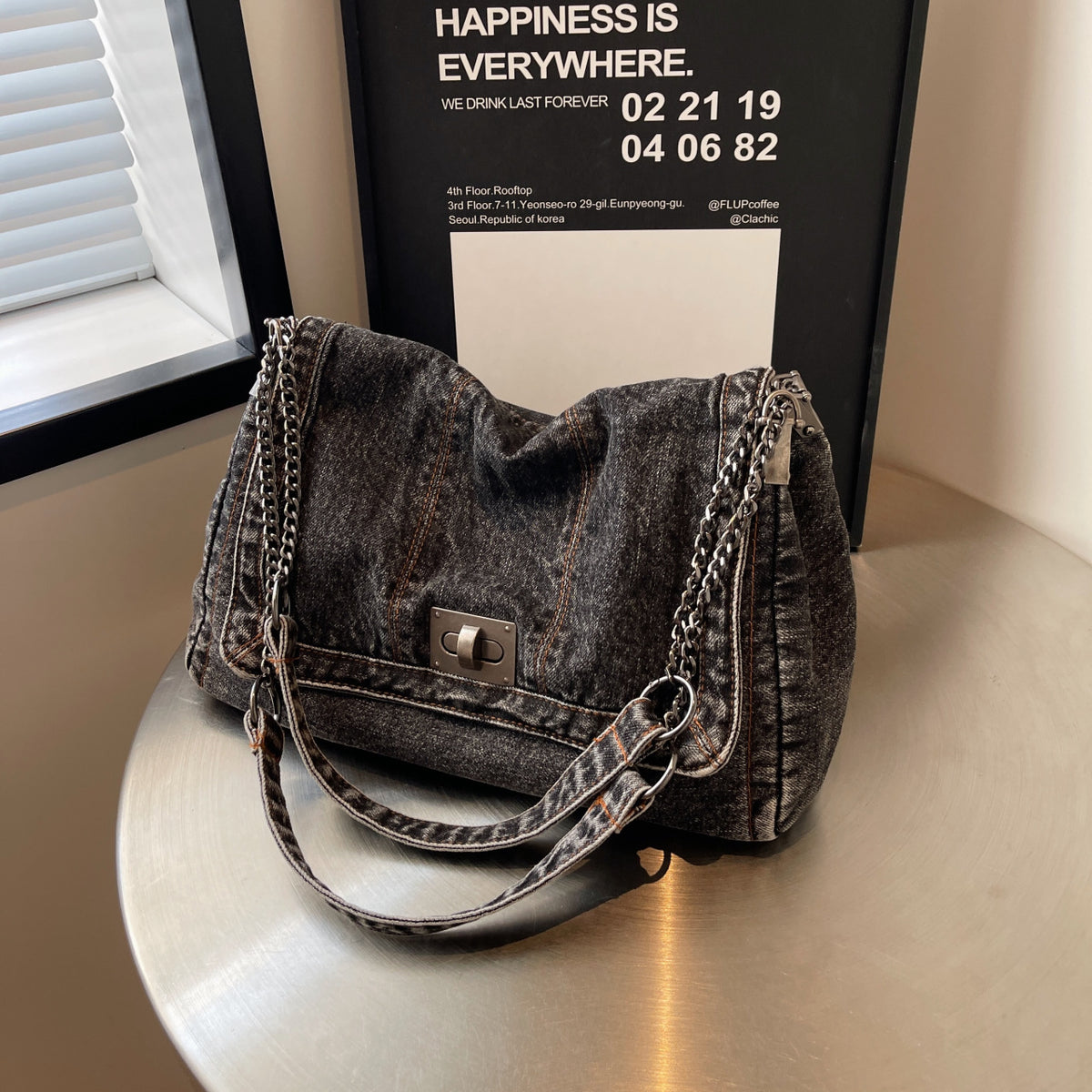 Women's casual office large-capacity denim tote bag