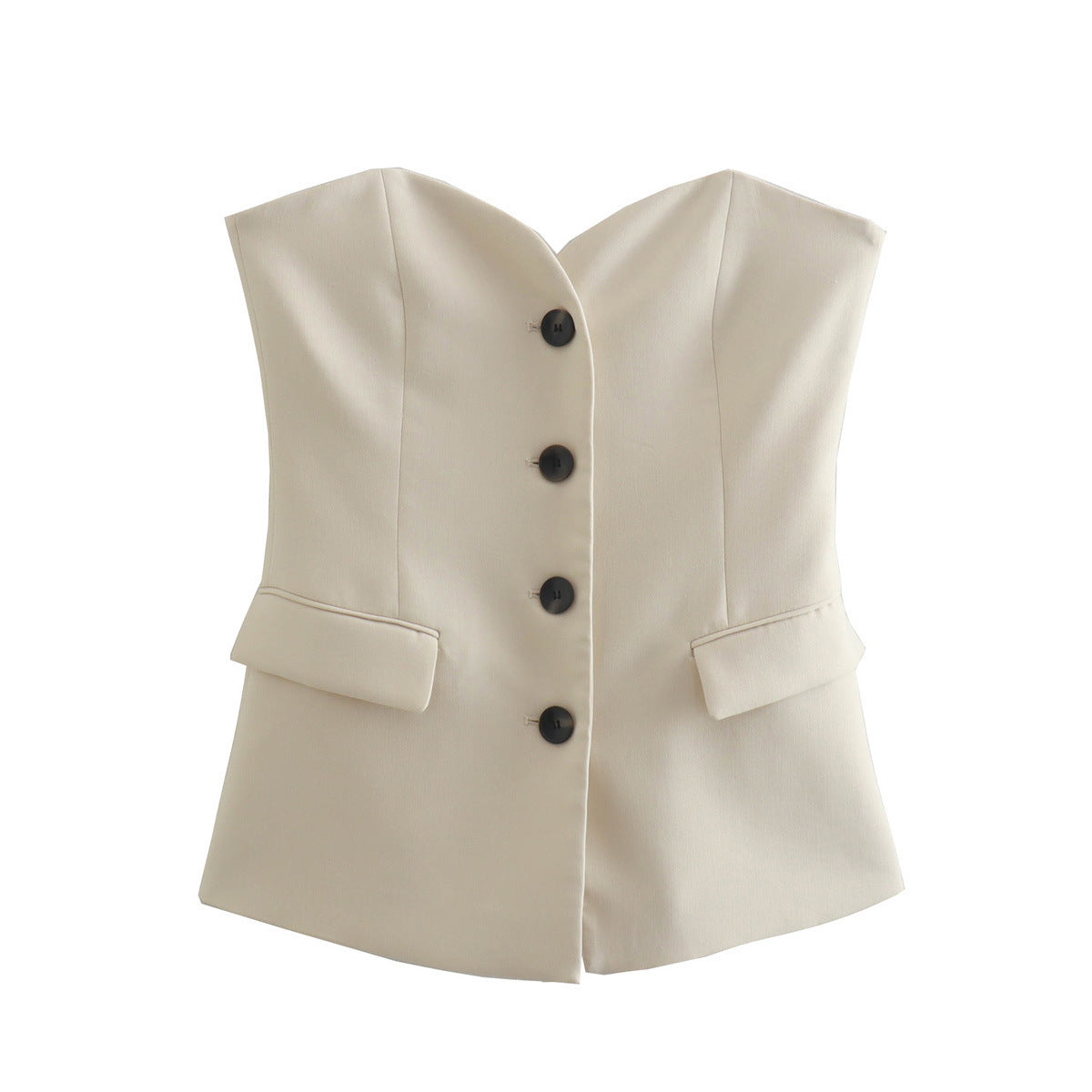 Flip-Trimmed Underwear Vest  Trouser Leg Straight Pants