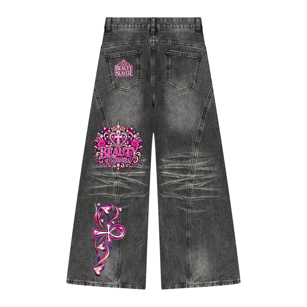 Women’s Vintage Wash Wide Leg Denim Jeans