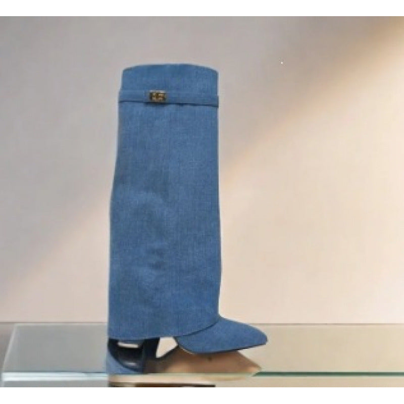Women Pointed Toe Chunky Heel Boots