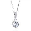 Stainless Steel Herringbone Zircon Mermaid Tail Pendant Necklace