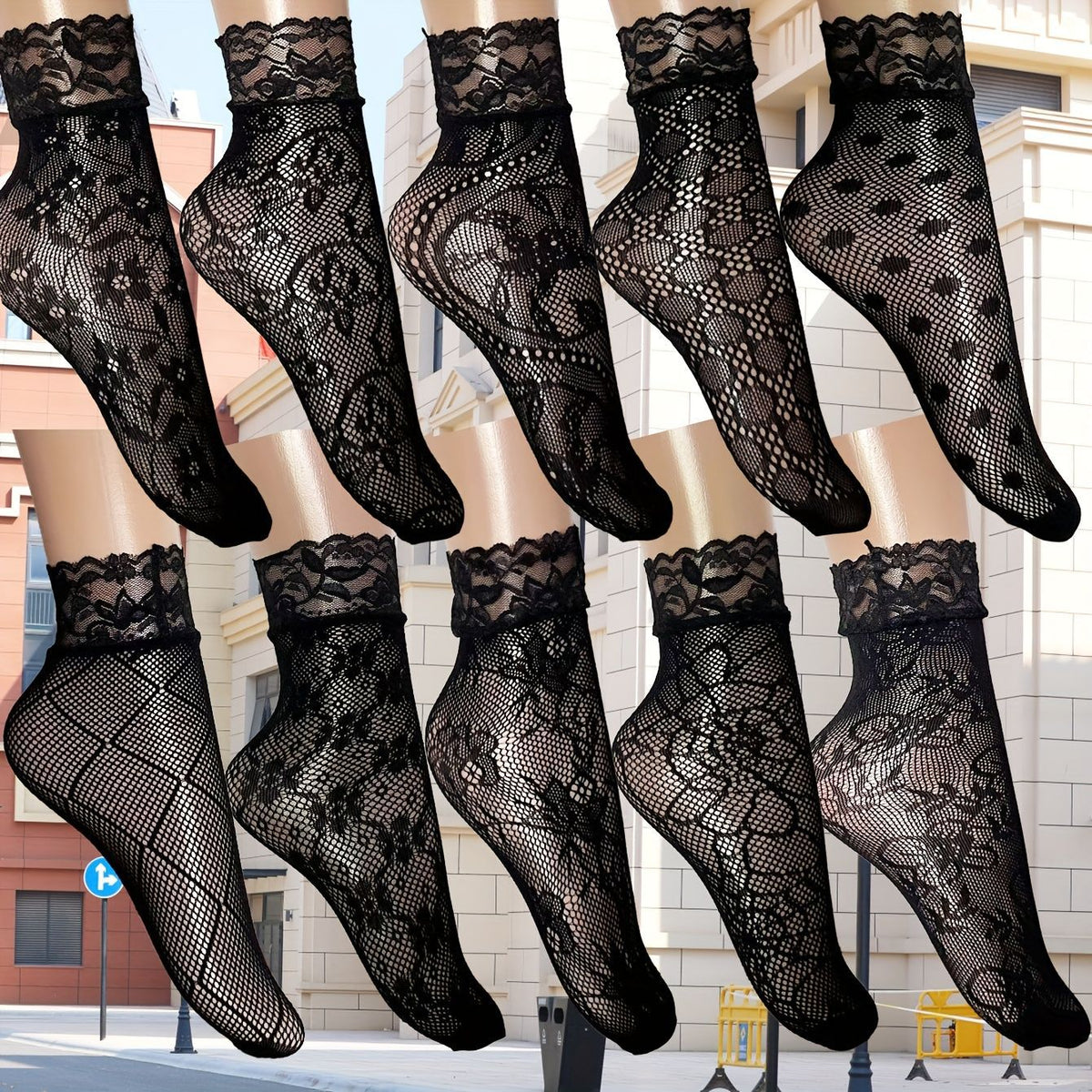 Womens Floral Mesh Ankle Socks Hollow Short Socks