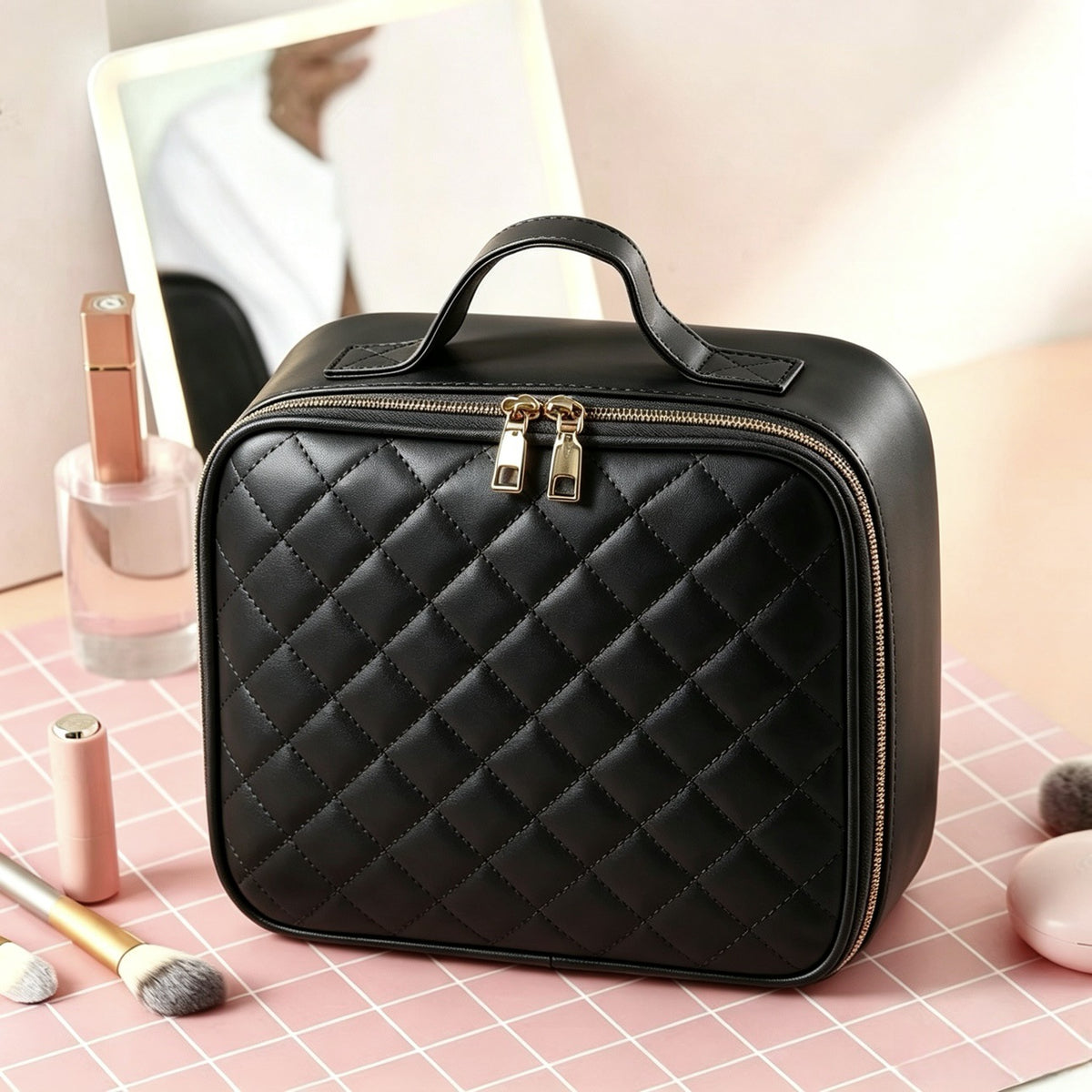 LED Lighted Makeup Bag with Mirror