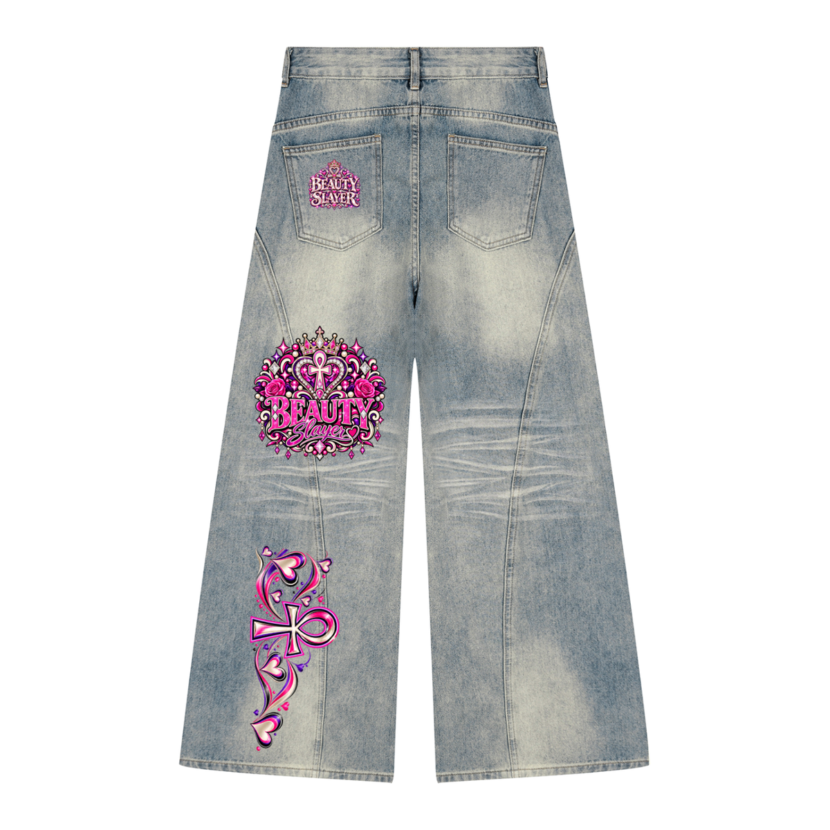 Women’s Vintage Wash Wide Leg Denim Jeans
