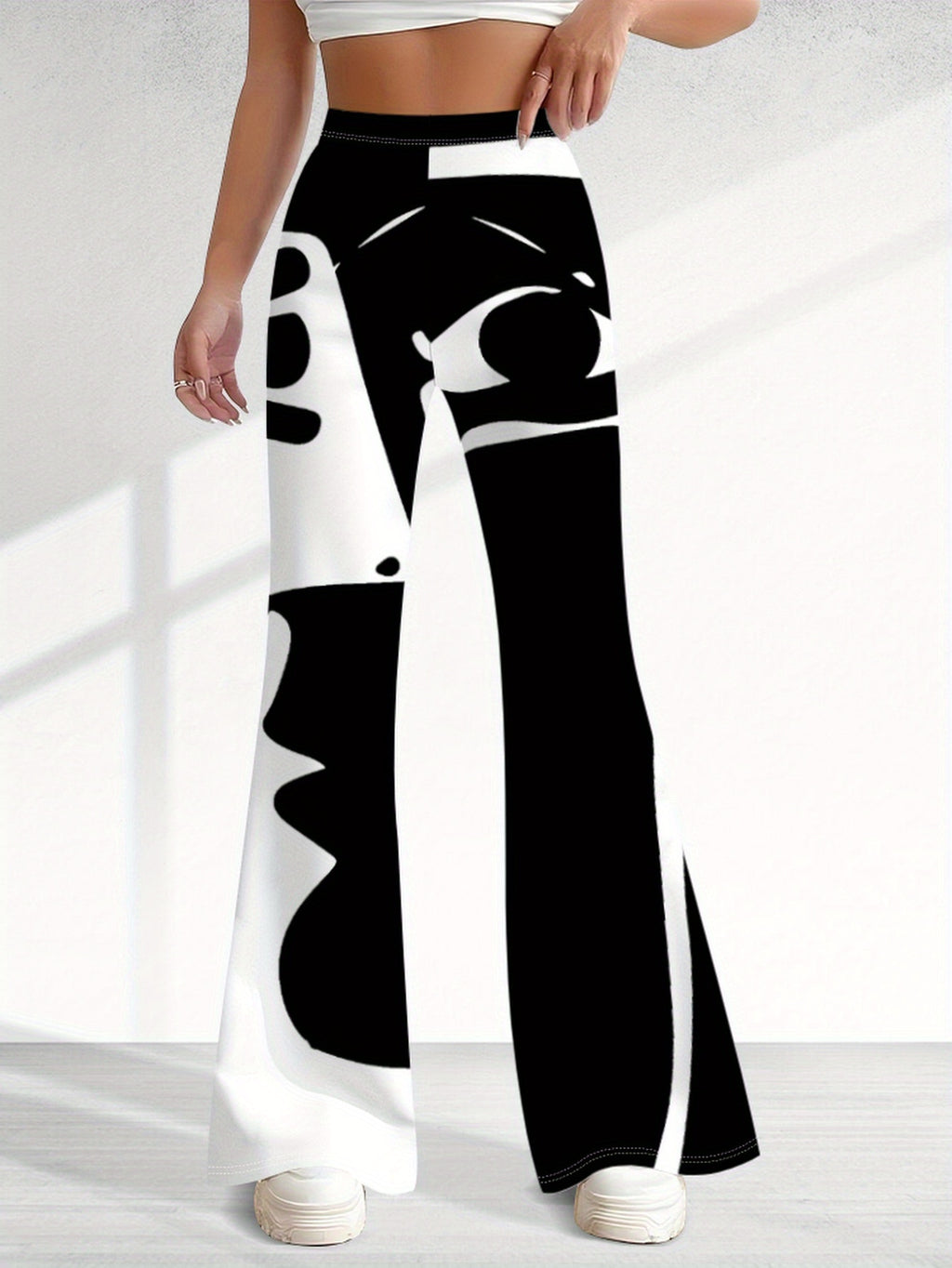 Lady's retro leopard print wide-leg pants