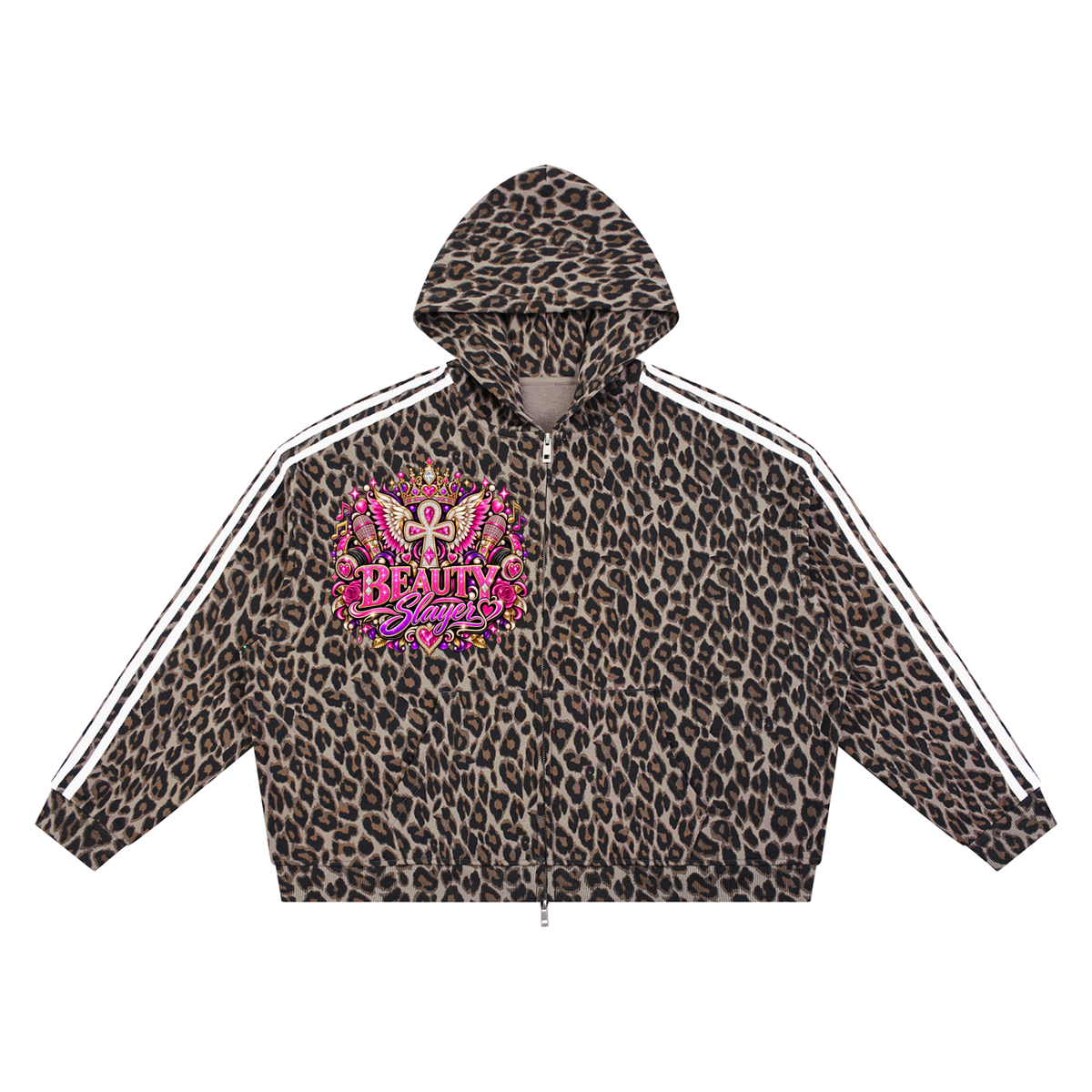 Beauty slayer Leopard Full Zip Hoodie