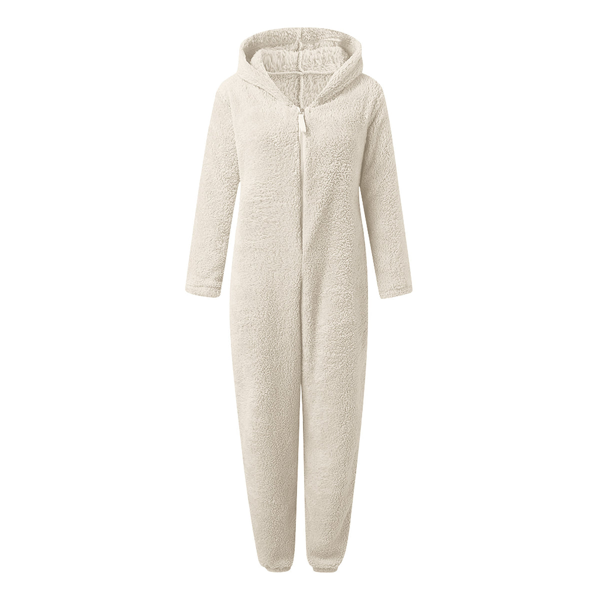 Thickened Furry Jumpsuit with Hood and Cat Ears Pajamas