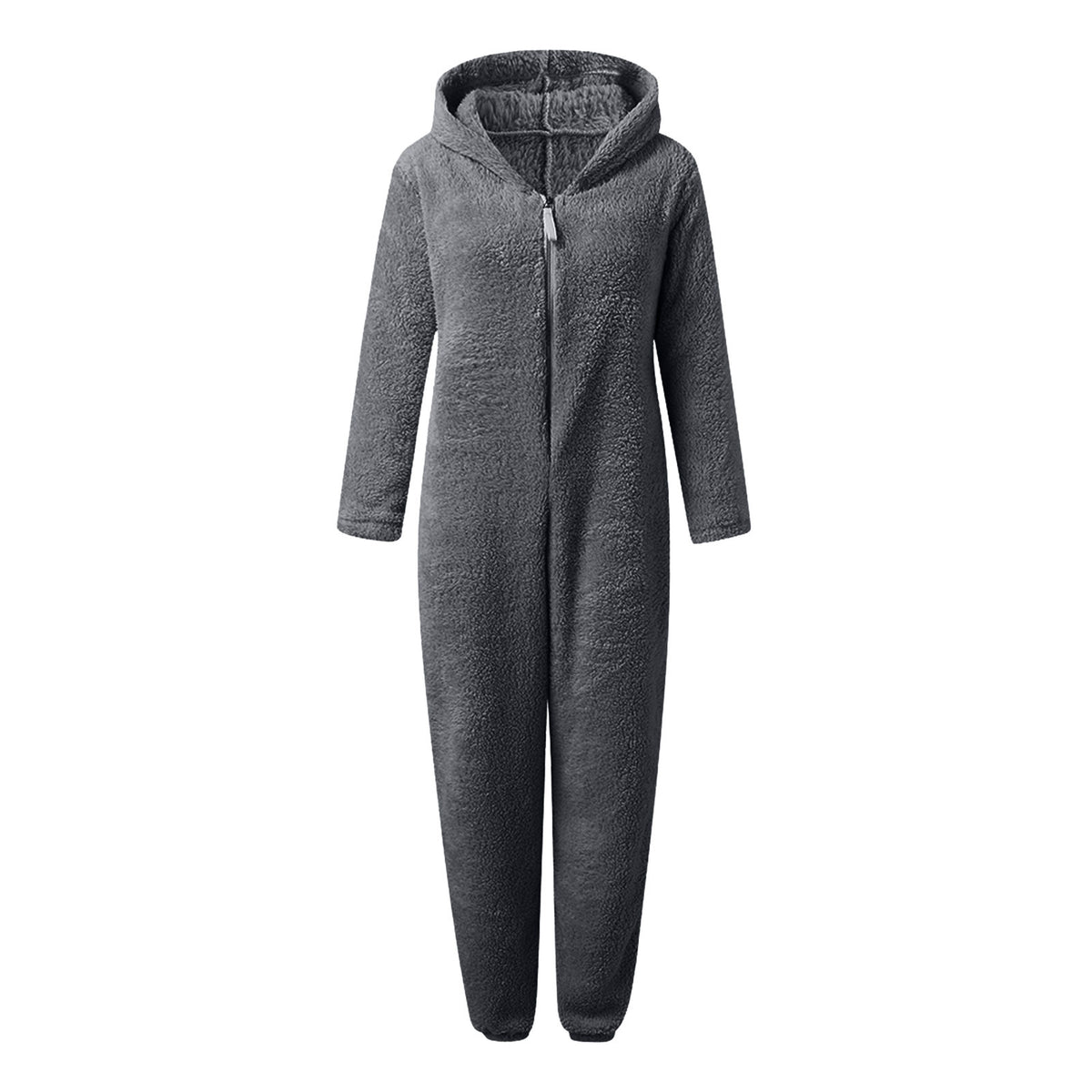 Thickened Furry Jumpsuit with Hood and Cat Ears Pajamas