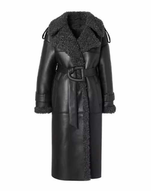 Faux Leather Jacket with Fur Collar