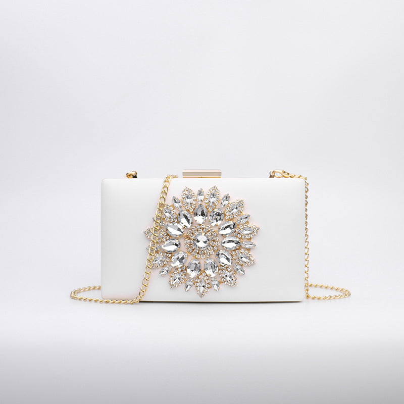 Cross-Border Hot-Selling 2026 Diamond-Encrusted Evening Clutch Bag, Fashionable Dress Evening Wear Banquet Shoulder Crossbody Chain Small Bag