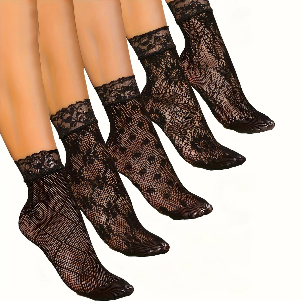 Womens Floral Mesh Ankle Socks Hollow Short Socks