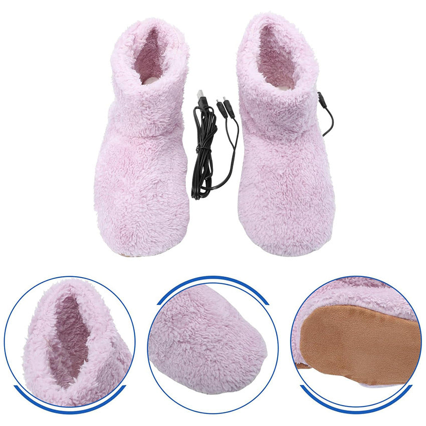 USB Heated Plush Winter Boots