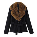 Fashionable trend, versatile style, elegant and stylish fur-trimmed wool coat