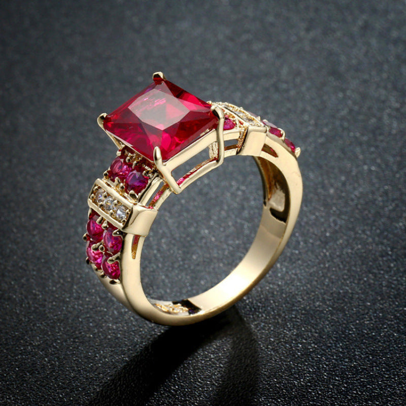 Fashion Square Zircon Ring Alloy Unisex Jewelry