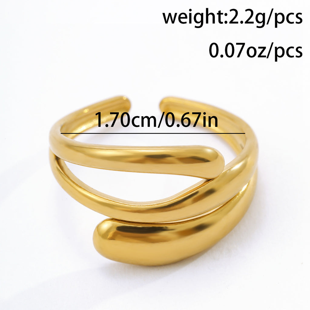 Adjustable Geometric Line Ring Stainless Steel Jewelry