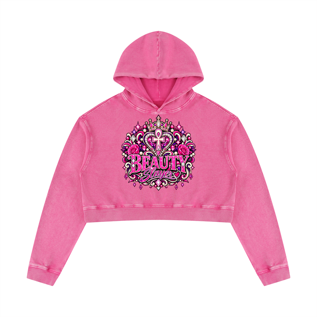 Women’s Mineral Washed Crop Hoodie