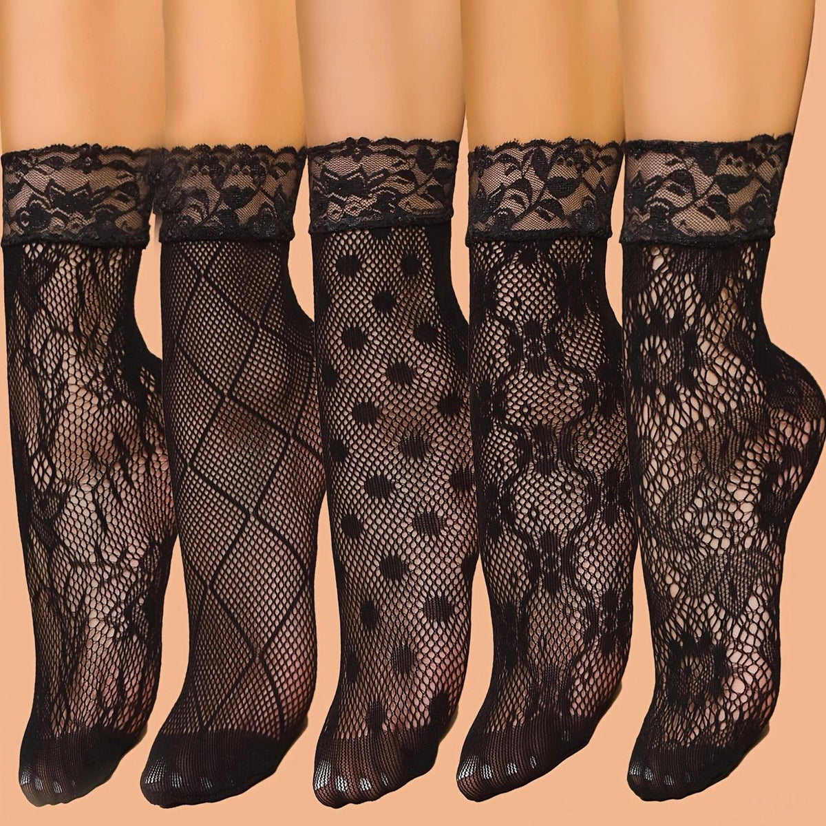 Womens Floral Mesh Ankle Socks Hollow Short Socks
