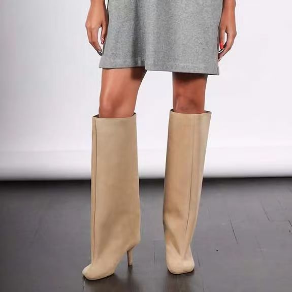 Womens Suede High Heel Cowboy Boots