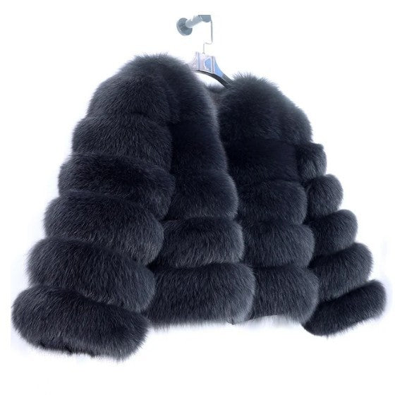 Faux fox fur coat - short style, women's long-sleeved winter jacket