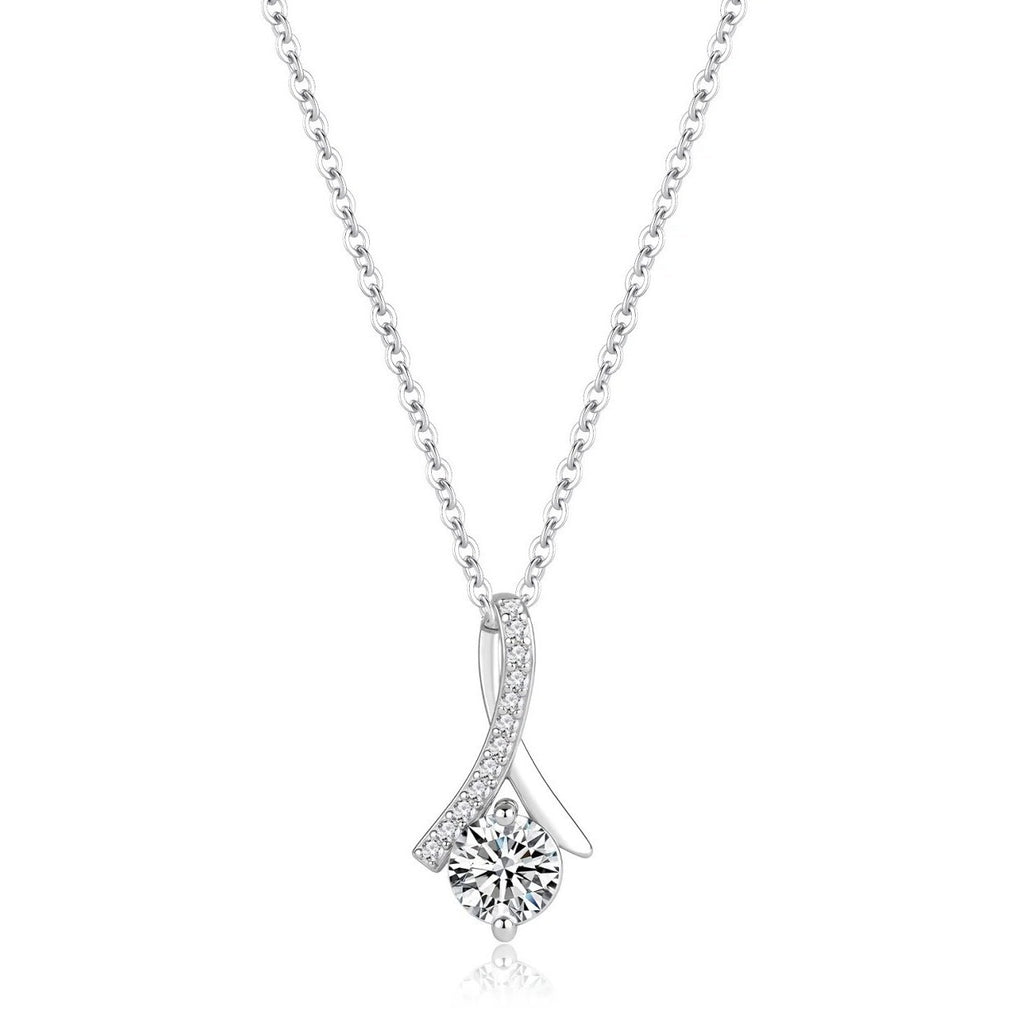 Stainless Steel Herringbone Zircon Mermaid Tail Pendant Necklace