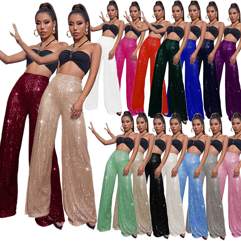 Sequin wide-leg pants