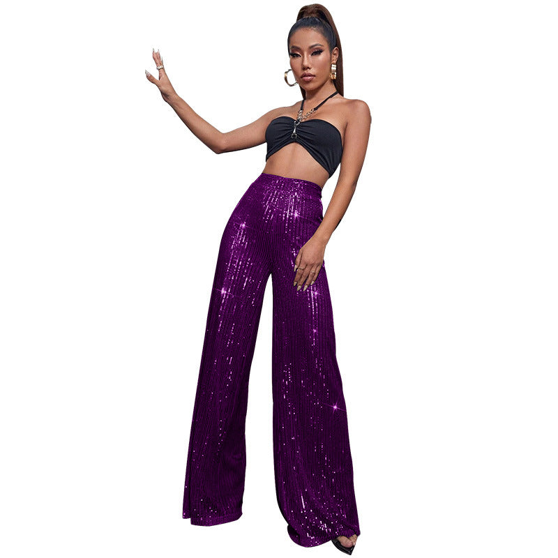 Sequin wide-leg pants