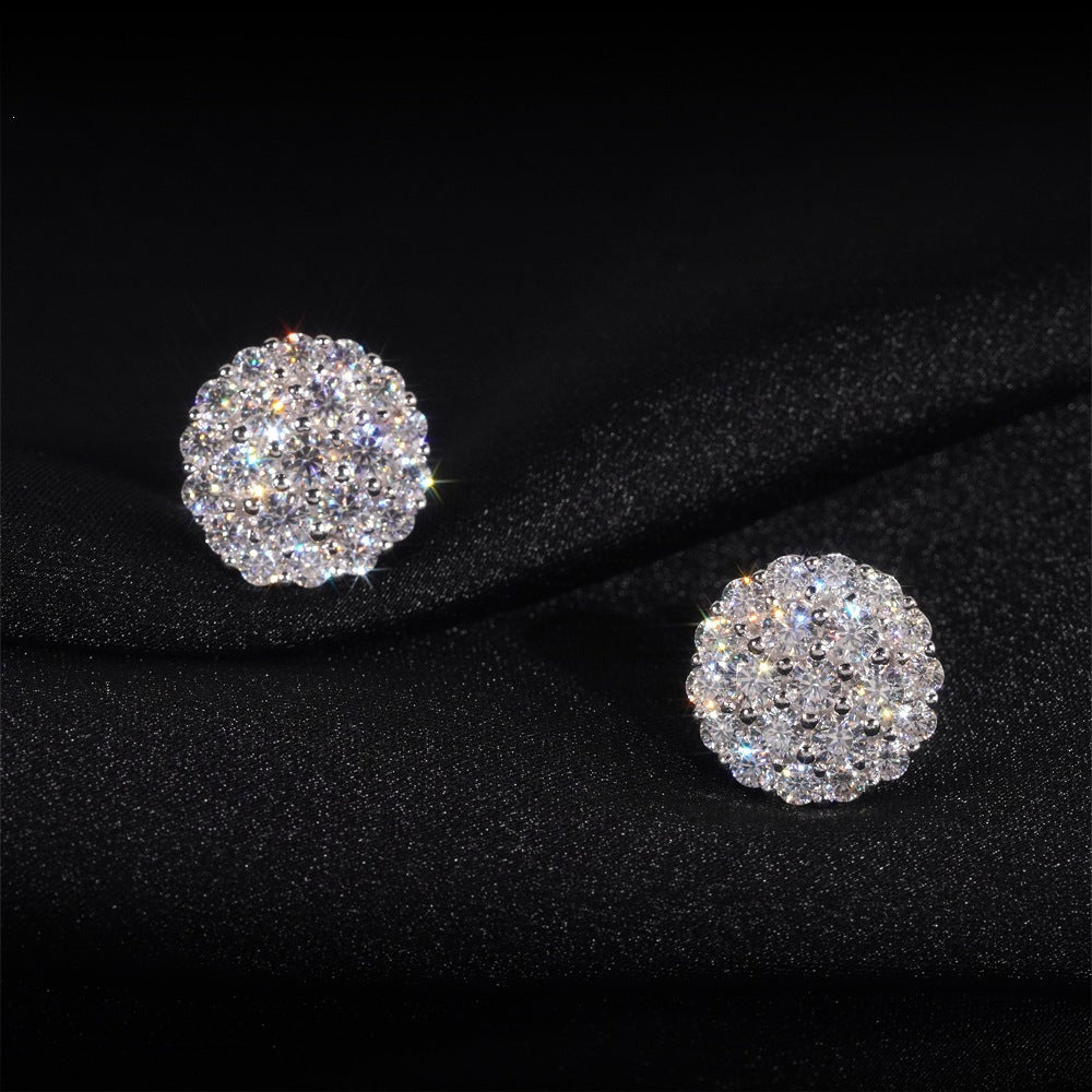 Women's Floral Round Full Diamond Micro-Inlaid Zircon Elegant Earrings