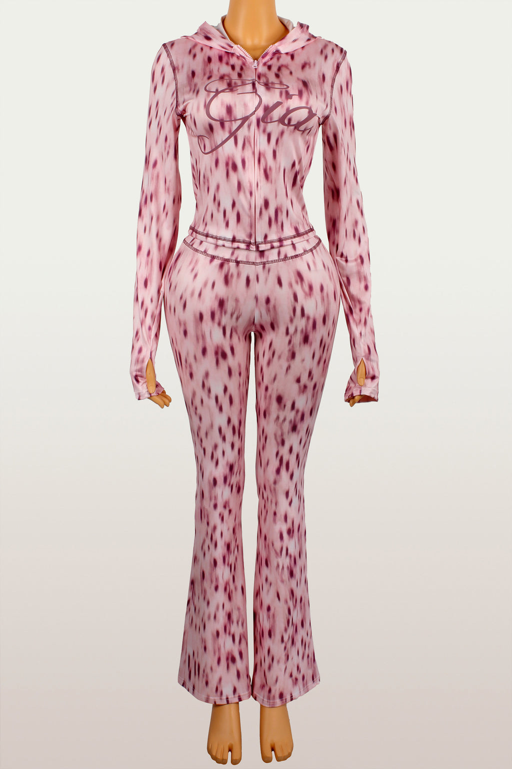 Leopard-print zipper long sleeves