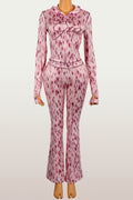 Leopard-print zipper long sleeves