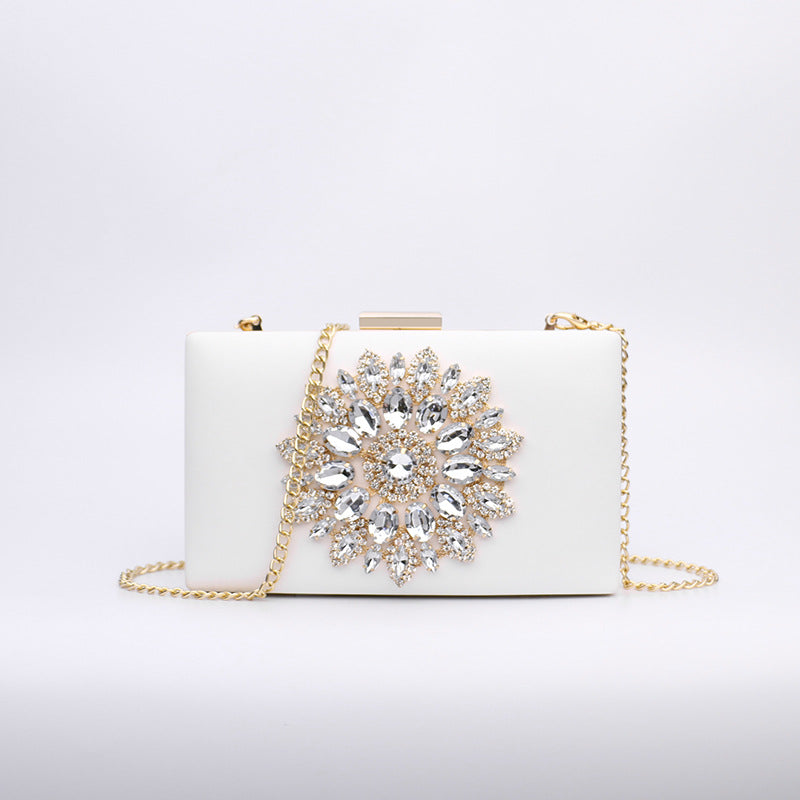 Cross-Border Hot-Selling 2026 Diamond-Encrusted Evening Clutch Bag, Fashionable Dress Evening Wear Banquet Shoulder Crossbody Chain Small Bag