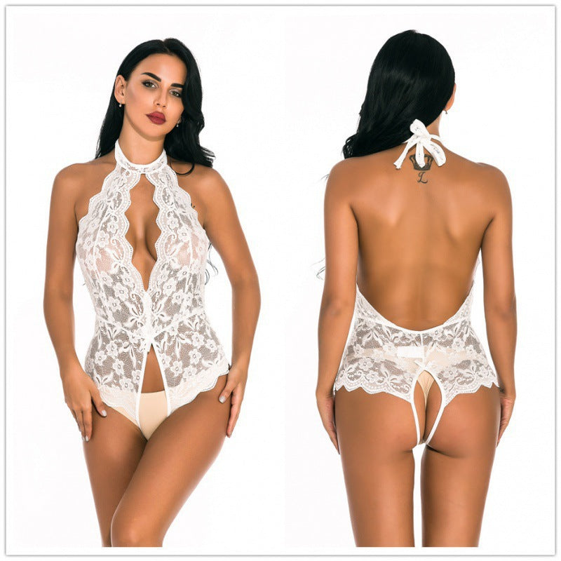 Women Sexy See Through Lace Spandex Bodysuit Cute Lingerie Jumpsuit