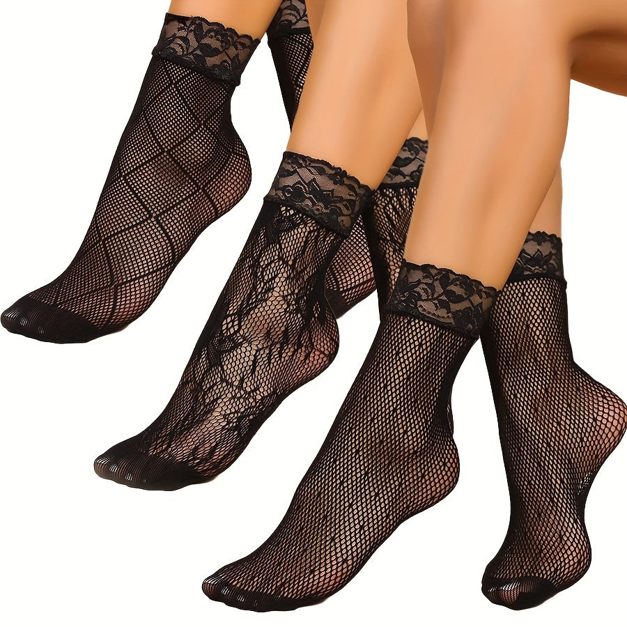 Womens Floral Mesh Ankle Socks Hollow Short Socks