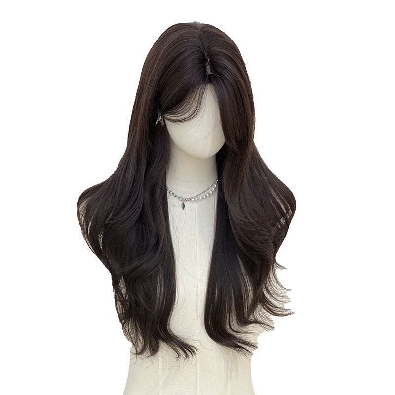Full Head Cover Women's Long Curly Hair Daily Black Brown