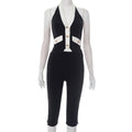 Women's Halter Neck Backless Jumpsuit Set