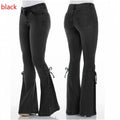 Women's Jeans Mid-waist Lace-up Denim Pants
