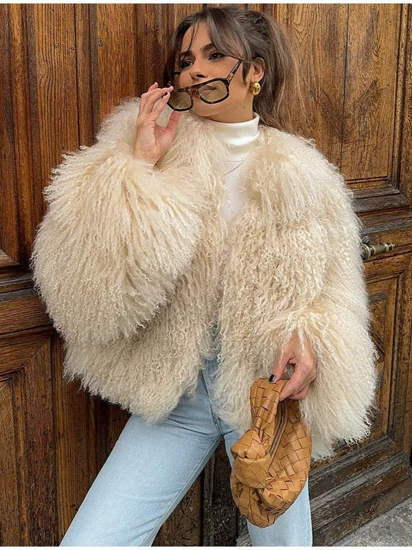Women's short teddy fur coat