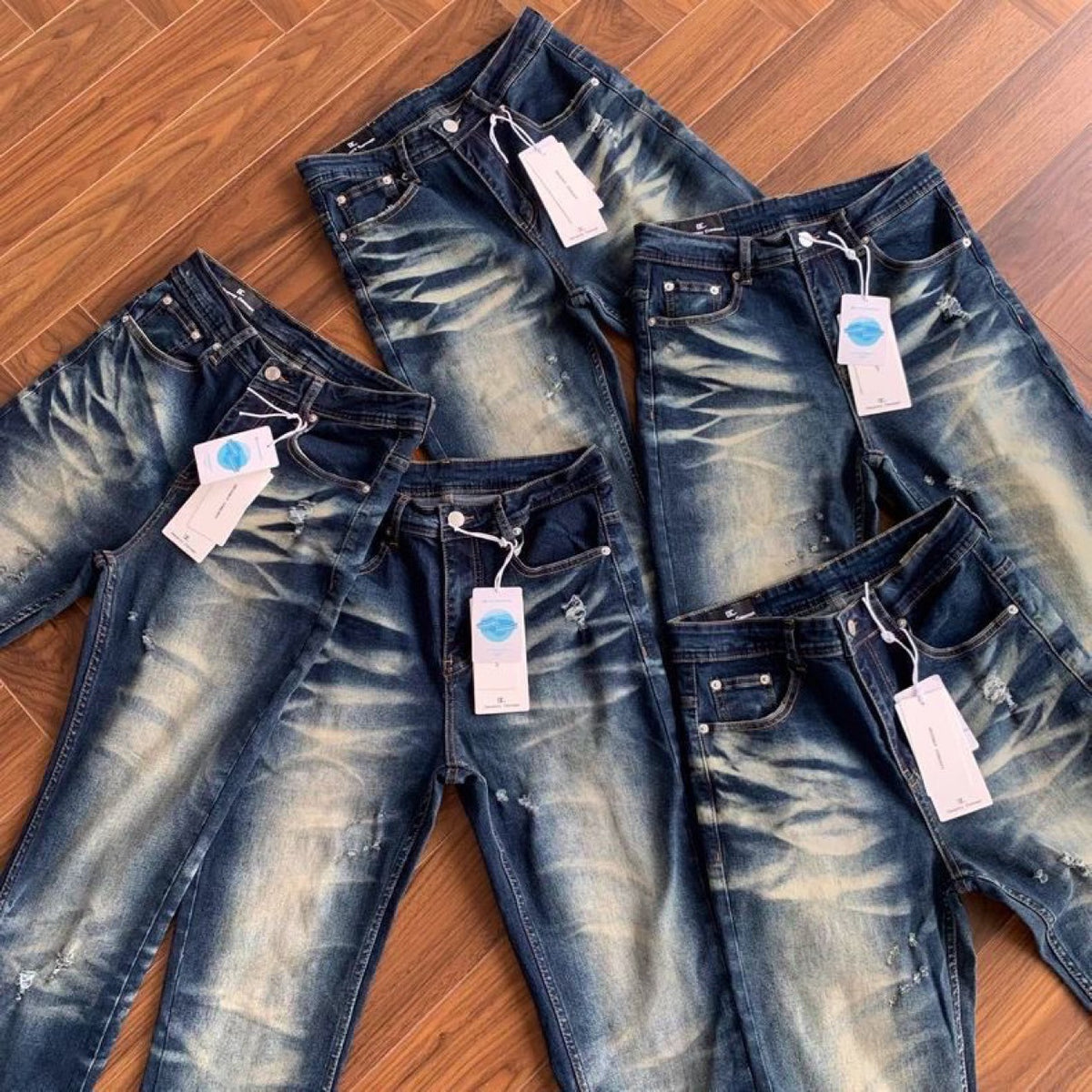 Vintage Washed Stretch Slim-Fit Jeans