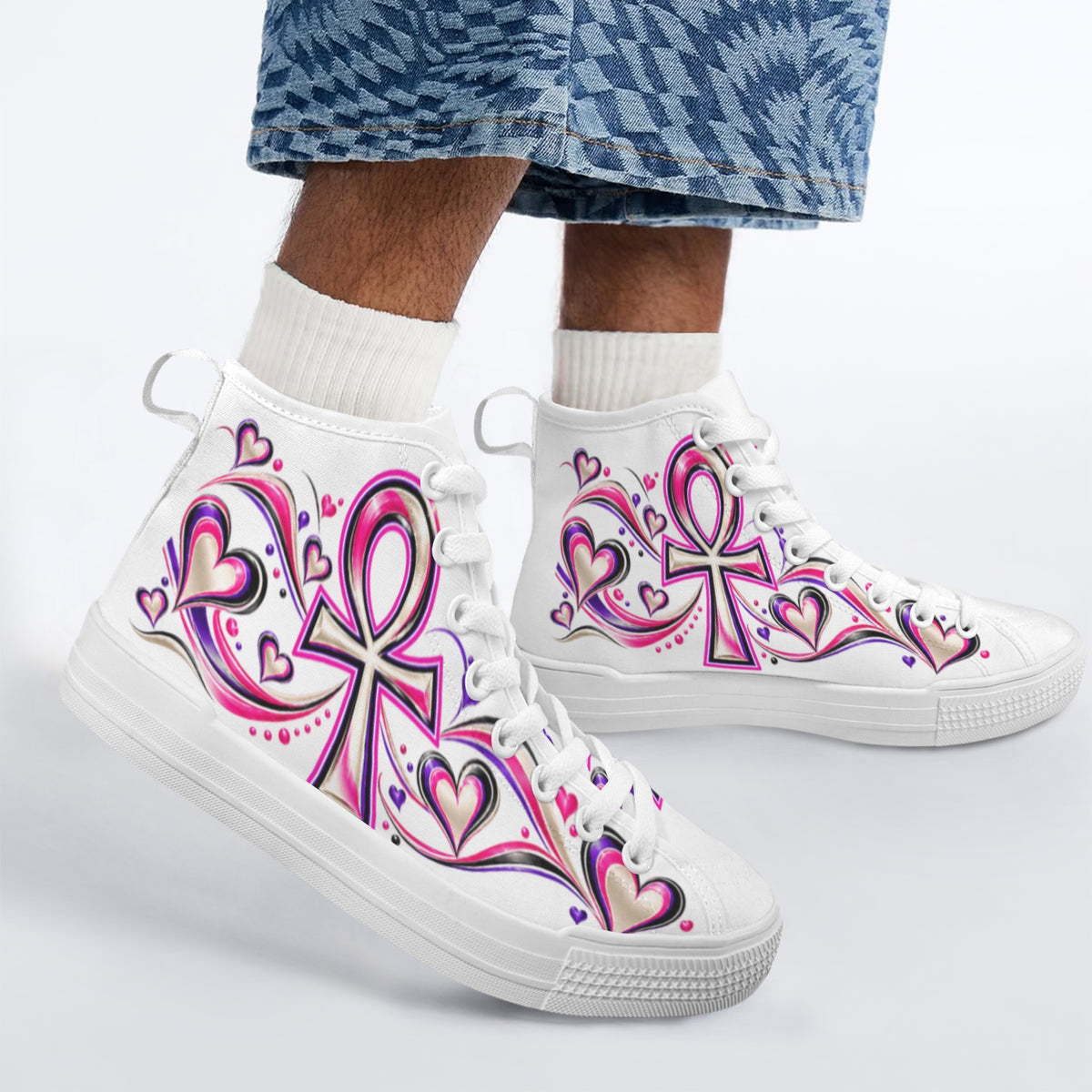 Beauty Slayer™ Royal Ankh High-Top Canvas Sneakers