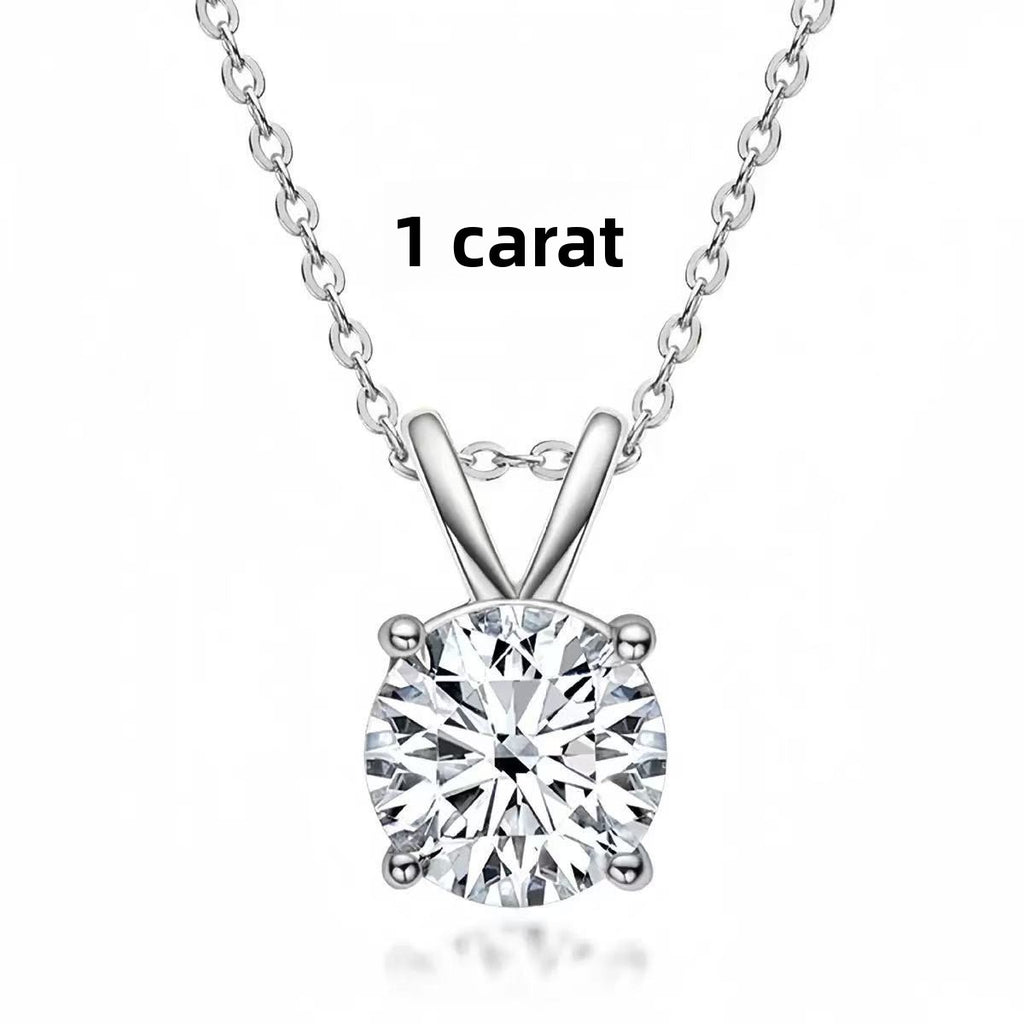 Sparkling Moissanite Pendant Necklace for Women Inlaid Single Diamond Compact Chain Silver Jewelry