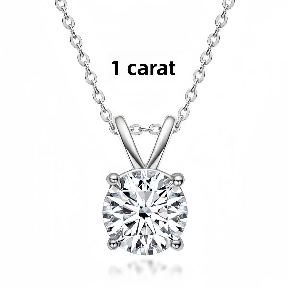 Sparkling Moissanite Pendant Necklace for Women Inlaid Single Diamond Compact Chain Silver Jewelry