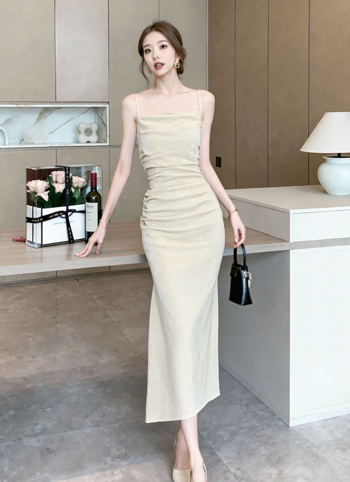 Women's Long Open Back Solid Color Sling Fishtail Dress