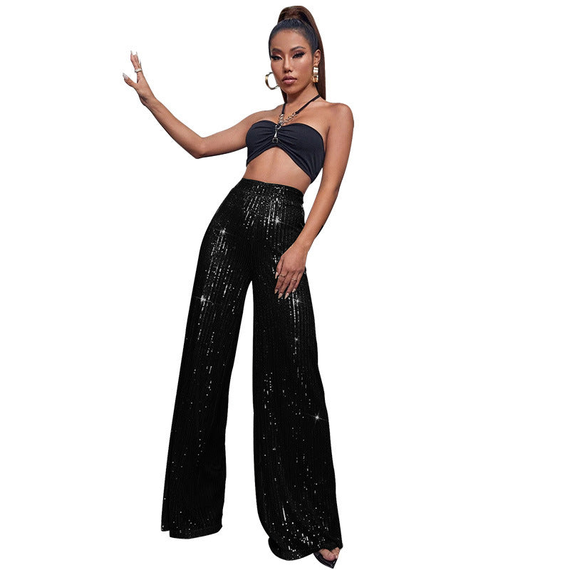 Sequin wide-leg pants