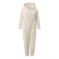 Thickened Furry Jumpsuit with Hood and Cat Ears Pajamas