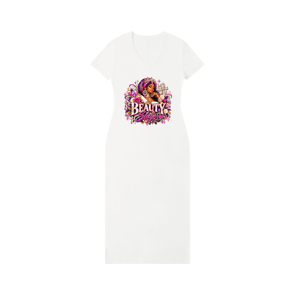 Beauty slayer Women's V-Neck Short Sleeve Maxi Dress