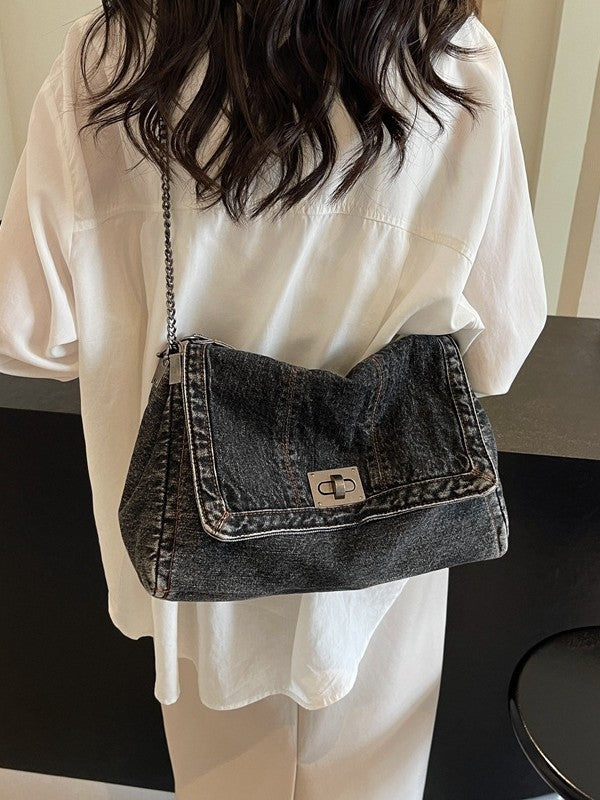 Women's casual office large-capacity denim tote bag